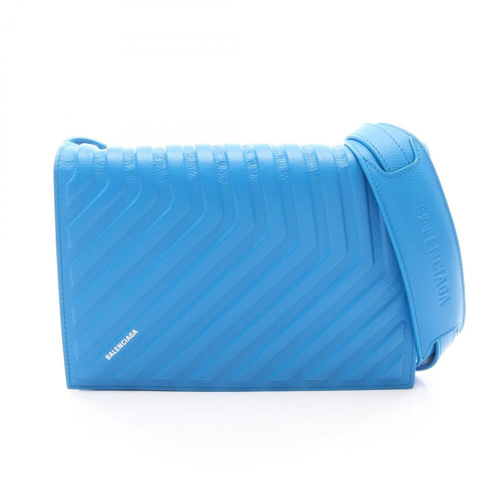 Balenciaga CAR FLAP BAG Shoulder Bag Handbag Leather Men's Blue 679465